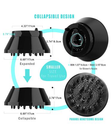 Universal Collapsible Hair Diffuser for Curly Wavy Natural Hair | Adjustable Attachment for Blow Dryer Nozzles 1.6-3.1 | Salon-Quality Results - Buy Online on GoSupps.com
