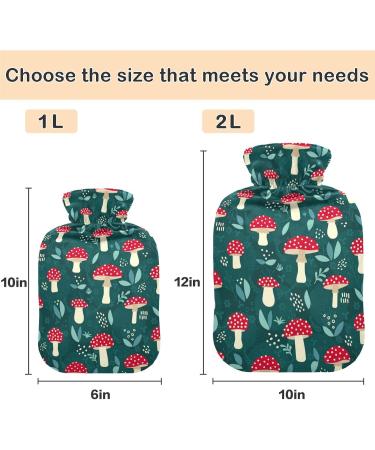 Naanle Red Mushrooms Hot Water Bottle 2L - Large Heating & Pain Relief Therapy with Cover | Ideal for Bed Hands & Feet - Buy Online on GoSupps.com
