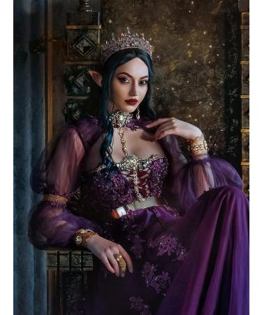 SWEETV Vintage Metal Queen Crown Tiara for Women - Crystal Wedding Headpiece in Purple - Buy Online on GoSupps.com
