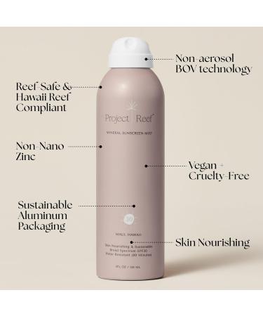 Project Reef SPF 30 Mineral Sunscreen Spray & Cooling Mist w/Aloe Vera Peppermint Cucumber - Non-Aerosol Reef Safe Sunburn Relief No White Cast Sunscreen for All Skin Types - Buy Online on GoSupps.com