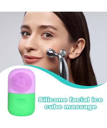 Ice Cube Face Roller Beauty Facial Ice Rollers Ice Holder Mold Food Grade Silicone Ice Roller for Face Naturally Conditioning Facial Cleansing Purple Green - Buy Online on GoSupps.com