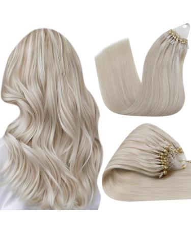 Hetto Microring Extensions Real Hair Blond Microring Hair Waring Slow Microring Real Hair Extensions Remy Microring Loop Real Hair Extensions Extensions Real Hair Platin Blond #60 30cm 40g 30-1 MR #60