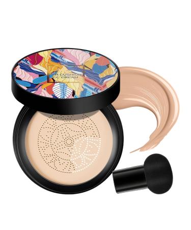 Air Cushion-BB Cream Face Make Up Mushroom Head Air Cushion CC Cream Matte Waterproof Moisturizing Concealer Cream Foundation Long-Lasting Waterproof Oil Control Moisturizing Concealer Cream Foundatio Natural Color 1 count (Pack of 1)