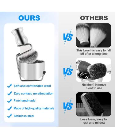 korvre Shaving Set Soap Bowl + Shaving Brush + Stand Holder Stainless Steel + Nylon Brush Kit Pure Hair Shaving Brush Kit - Buy Online on GoSupps.com