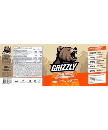 GRIZZLY SHREDDED Thermogenic Fat Burner Energy Lean Muscle Caffeine HMB - Buy Online on GoSupps.com