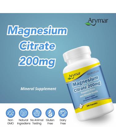Arymar Magnesium Citrate 1250mg - High Potency Magnesium Supplement - 100 Capsules - Buy Online on GoSupps.com
