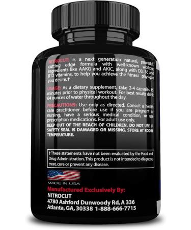 Nitrocut Pre Workout Supplement - 120 Capsules | Nitric Oxide Supplements with l-arginine & l-citrulline for Boosting Muscle Growth & Blood Flow - Buy Online on GoSupps.com