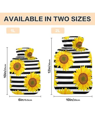 Vintage Sunflower Stripe Hot Water Bottle 2L - Pain Relief & Winter Warmth for Hands & Feet - Buy Online on GoSupps.com