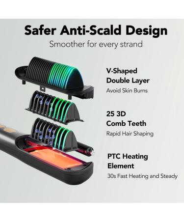 DAILYLIFE Hair Straightener Brush - Ionic Heat Comb with Digital Display Oil-Infused Dual Voltage 9 Temperature Settings for Women - Perfect for International Shipping - Buy Online on GoSupps.com