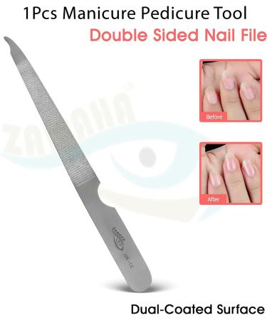 ZAMAHA UK Single Piece Stainless Steel Premium Metal Nail File Packed in PU Leather - Durable Reusable Dual Sided Nail Care Accessories - Ergonomic Handle (Black Pouch) - Buy Online on GoSupps.com