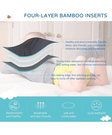 10 Pcs Adjustable Washable Baby Cloth Diapers + 5 Bamboo Inserts (Refreshing Blue) - Buy Online on GoSupps.com