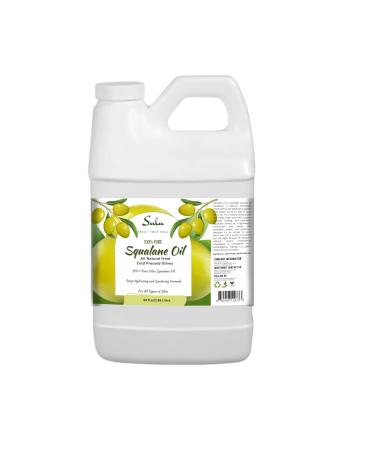 SULU ORGANICS 100% Pure Squalane Oil derived from Cold pressed Olives for Face Hair Body -64 fl.oz
