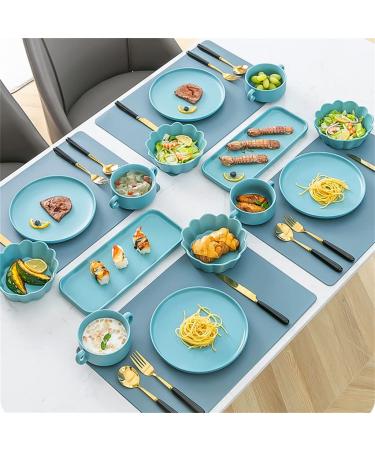 Blue Tableware Western Food Platter Steak Knife and Fork Plate Placemat Napkin Combination Set Kitchenware As shown A