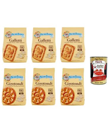 Italian Gourmet E.R. Mulino Bianco Galletti and Girotondi Biscuits 6 x 350 g 100% Italian Fresh Milk + Italian Gourmet Pulp 400 g