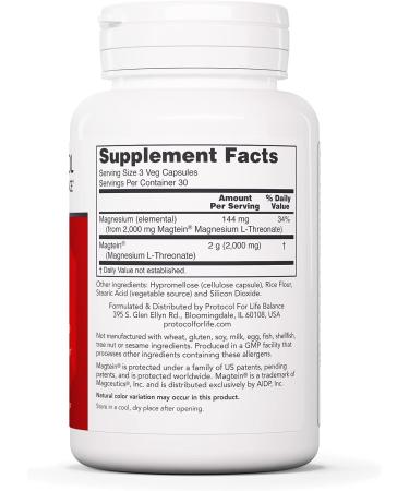 Protocol For Life Balance Magtein - Supports Nervous System & Cognitive Function - 90 Veg Capsules - Buy Online on GoSupps.com