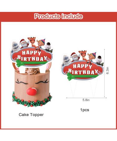 Rudolph the Red Nosed Reindeer Birthday Party Cake Topper 37Pcs Christmas Song-themed Birthday Party Supplies Cupcake Decorations for Kids - Buy Online on GoSupps.com