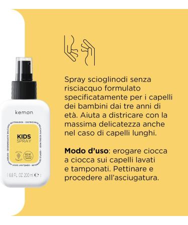 Kemon SpA Kemon Kids Spray gentle detangling formula without rinsing suitable for children from three years effective also on long hair 200 ml - Buy Online on GoSupps.com