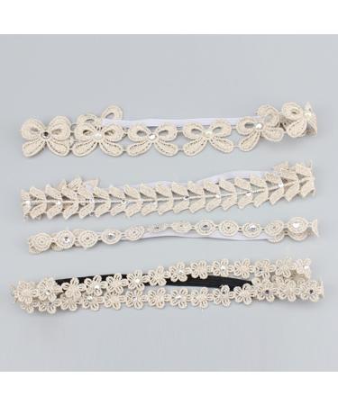 COUXILY Baby Girls Lace Flower Headband - 4 Pack Faux Leather Elastic Hairbands for Newborns & Toddlers - Perfect for Everyday & Special Occasions - Buy Online on GoSupps.com