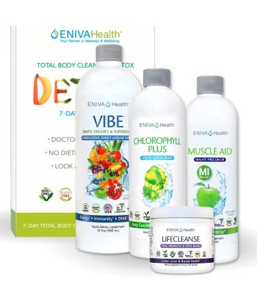 Eniva 7-Day Detox Cleanse Health Plan Detox and Total Body NO Dieting Kit for Belly Fat Liver Colon | All Natural Non Fasting Complete Body Kit Health