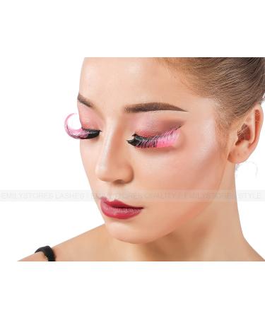 EMILYSTORES Pink Halloween Eyelashes - Dramatic Costume Makeup for Parties & Events (1 Pair - Buy Online on GoSupps.com
