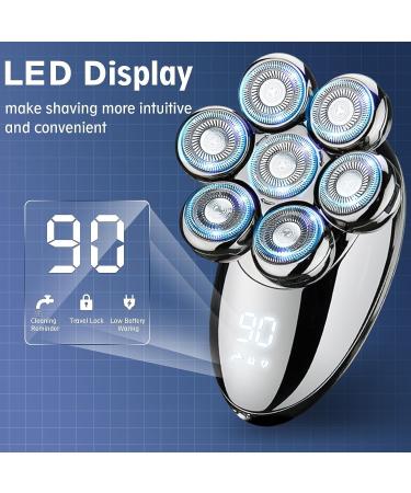 Head Shavers for Bald Men 7D Upgraded Shavers for Men with LED Display 5 in 1 Rotary Skull Shaver IPX7 Wet/Dry Mens Cordless Shaver Grooming Kit with with Hair Clippers Beard Trimmer Nose Trimmer - Buy Online on GoSupps.com