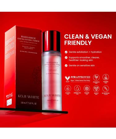 Koji White Exfoliating Toner for Face, 5% PHA BHA Toner | 2% Niacinamide, Kojic Acid & Hyaluronic Acid | Hydrating & Soothing Facial Toner | Unscented for Sensitive Skin, Vegan Skincare, 5.07 Fl Oz - Buy Online on GoSupps.com