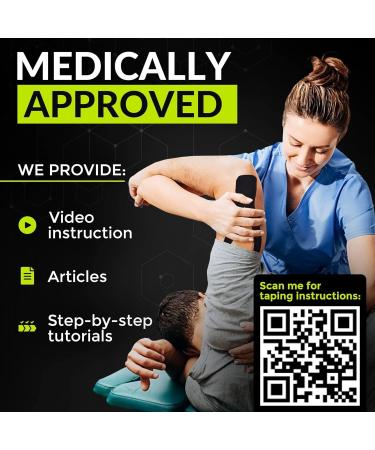 Shop TapeGeeks Kinesiology Tape - Black Athletic & Hypoallergenic Medical Tape for Muscle Support | 2" x 16.4' - Ideal for Lower Back Knee & Wrist Pain Relief - Buy Online on GoSupps.com