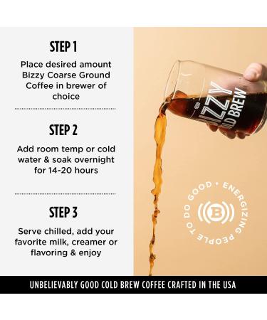 Bizzy Decaf Blend Cold Brew Coffee Brew Bags - 12 Count | Water Processed Coarse Ground Specialty Grade 100% Arabica | Makes 42 Cups - Buy Online on GoSupps.com