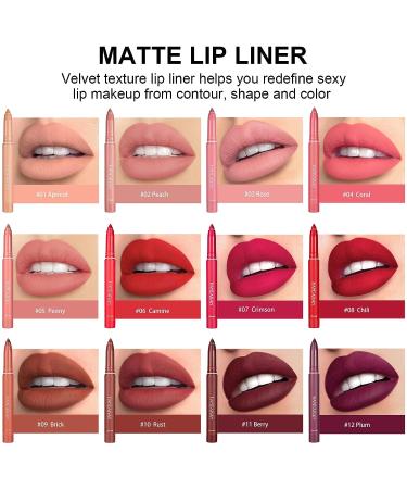 KIMIEYE 6pcs Lip Liner Pencil Set - Superstay Retractable Lip Crayon | Long Lasting Waterproof Nude to Red Velvety Matte Finish Lipstick | Makeup Set for Women - Buy Online on GoSupps.com