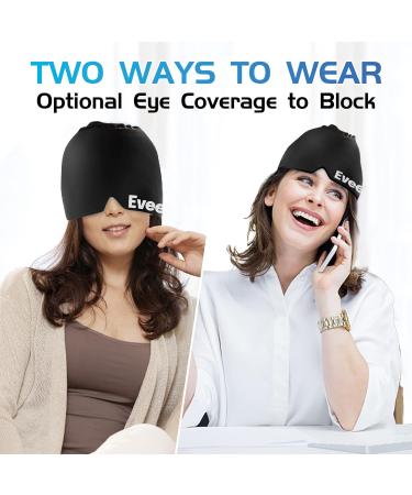 Migraine Relief Cap - Hot/Cold Therapy Head Wrap for Tension Headaches, Sinus Pressure, Puffy Eyes - Reusable Gel - Black - Buy Online on GoSupps.com