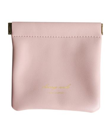 Fashion Simple PU Leather Portable Mini Cosmetics Small Bag Portable Lipstick Blush Eye Shadow Powder Storage Bag L Pink