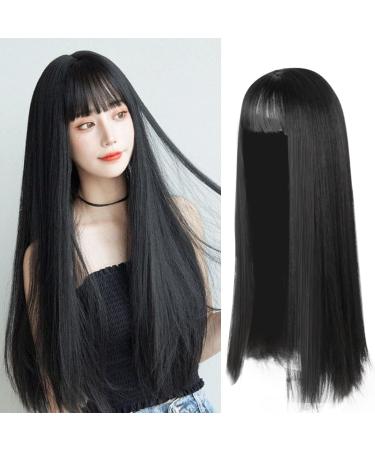 Hair Extensions for Women Wig Lady Black Long Hair Soft Girl Realistic Headwear Japanese Air Temperament Facial Thick Hair One Size Black - Buy Online on GoSupps.com