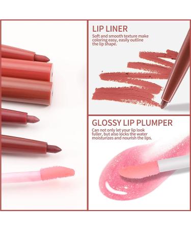 Boobeen Nude Dark Red Lip Makeup Set - Long Lasting Waterproof Lipliner & Lipstick Duo for Women | Velvet Lip Glaze Gift - Buy Online on GoSupps.com