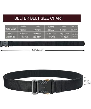 Buy Belter Tactical Belt for Men - Adjustable Military Work Belt | Elastic Nylon Outdoor Fabric | Quick Lock | 125 Black-A - Buy Online on GoSupps.com