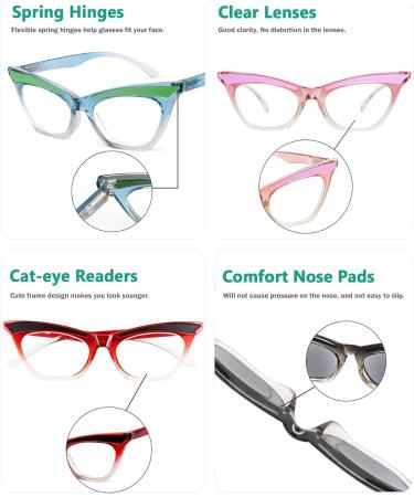 Buy Eyekepper 5-Pack Cat Eye Reading Glasses for Women - Cute +1.25 Magnification - Stylish Mix Color Set - Buy Online on GoSupps.com