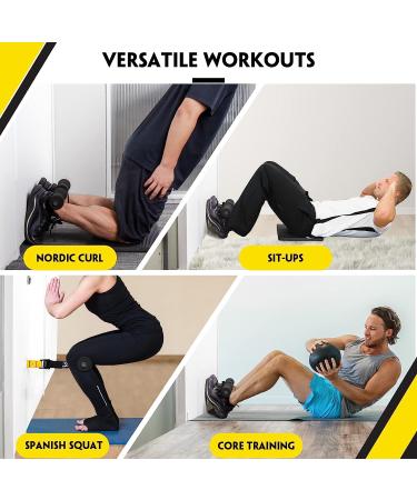 Nordic Hamstring Curl Strap - 420 lb Capacity for Hamstring Curls, Sit-ups, Spanish Squats, Ab Workouts - Easy 5 Second Setup - Home Fitness Equipment in Yellow - Buy Online on GoSupps.com