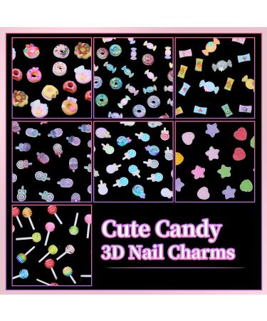Buy 3D Candy Nail Charms | Lollipop Donuts & Colorful Shapes for Nail Art DIY | Cute Assorted Designs & Pickup Tools - Buy Online on GoSupps.com