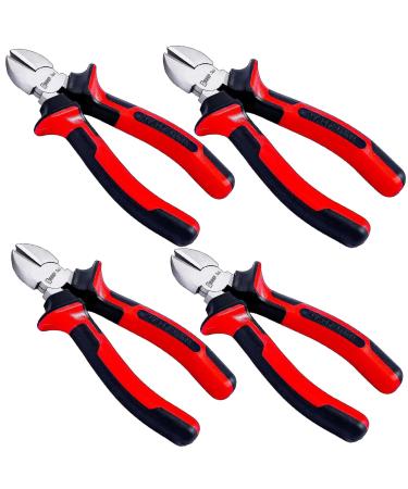 Sharp-Tec Diagonal Cutting Pliers 160mm Precision Wire Cutters with Anti-Slip Handle 6-inch Professional Wire Cutters Nippers 4Pack Diagonal Pliers 160MM(4 Pcs)