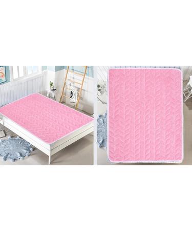 Liveinu Waterproof Fleece Mattress Protector | Anti-Slip Breathable Incontinence Cover for Babies & Seniors | Reusable Absorbent Pads | 90x90cm Pink - Buy Online on GoSupps.com