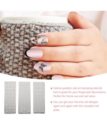 Shop Lurrose Nail Stamps - Flower & Butterfly Nail Art Templates | 3-Piece Manicure Tool Set for Home & Salon - Buy Online on GoSupps.com