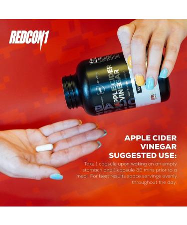 REDCON1 Apple Cider Vinegar Capsules - Gut Health & Metabolism Support - Daily Antioxidant for Healthy Gut - Men & Women - 180 Capsules - Buy Online on GoSupps.com