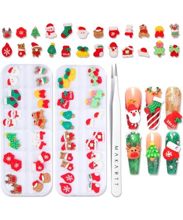 Makartt 3D Nail Jewellery Christmas Stereoscopic Snowman Reindeer Christmas Tree Christmas Socks Snowflake Holiday Nail Art DIY Nail Manicure Decorations Nail Design Accessories with Tweezers - Buy Online on GoSupps.com