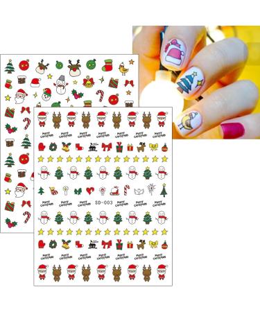 Christmas Nail Stickers 9 Sheets Self-Adhesive Nail Decal Snowflake Santa Claus Hat Red Nail Art Decoration Design Supplies - Buy Online on GoSupps.com