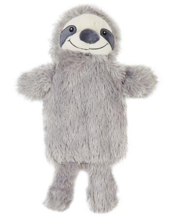 Hot Water Bottle with Sloth or Monkey Fleece Cover 1 Litre Capacity Natural Rubber Hot Water Bottle Plush Cute Animal Cover Cosy Gifts (Grey Sloth)