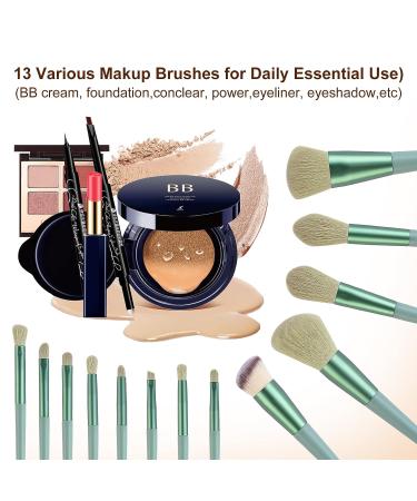 23-Piece Makeup Brushes Set: Foundation, Eyeshadow, Blush - Everyday Essentials Kit (Green) - Buy Online on GoSupps.com
