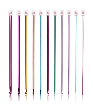 Coopay Long Crochet Hook Set, 11pcs Tunisian Crochet Hooks Multicolor Afghan Crochet Needles for Crocheting, 2mm(B)-8mm(L), Great Knitting & Crochet Supplies Tool Set for Beginner, Crocheter & Knitter Colorful Metal Hook - Buy Online on GoSupps.com