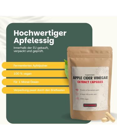 Cupplement Apple Cider Vinegar Capsules 500 mg 60 Capsules Apple Cider Vinegar Digestion Slimming Pills Solopack - Buy Online on GoSupps.com