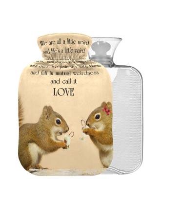 Squirrel hot water bottle with cover 1 l small hot water bag for pain relief cramps without BAP-free