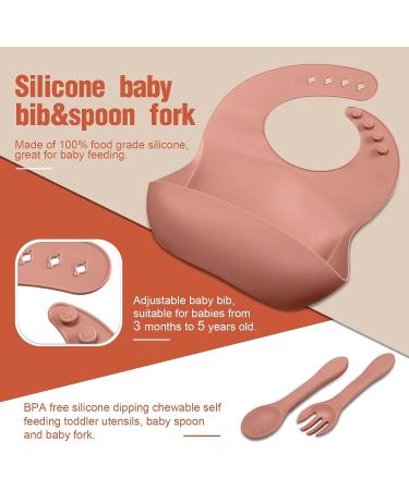 16 Pack Baby Feeding Set | Silicone Suction Plates, Bowls, Bibs, Utensils, Snack Cups | Toddler Eating Utensil Set | Beige Orange - Buy Online on GoSupps.com