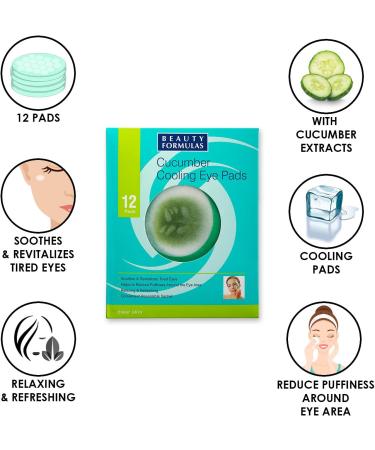 Beauty Formulas Cucumber Cooling Eye Pads 12's - Clear Skin Treatment - Buy Online on GoSupps.com